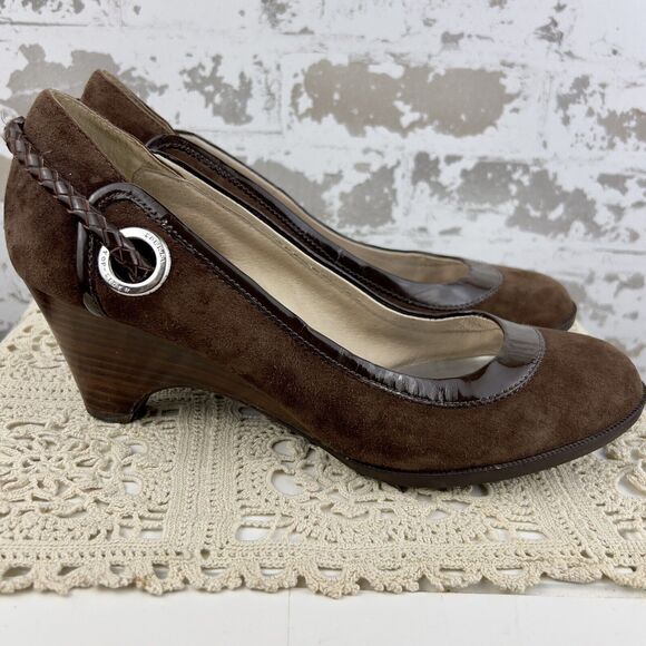 Sperry Heels Womens 8‎ M Pumps Wedge Slip On 9500762 Chocolate Leather Round Toe - Picture 1 of 16
